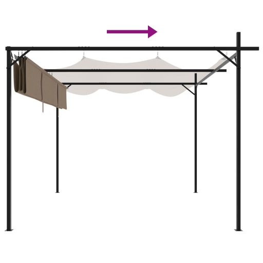 Tópszínű pergola behúzható tetővel 295 x 292 x 230 cm