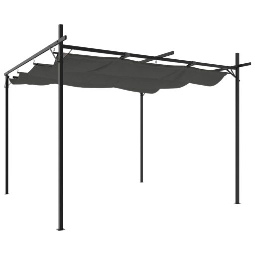 Antracitszürke pergola behúzható tetővel 295 x 292 x 230 cm