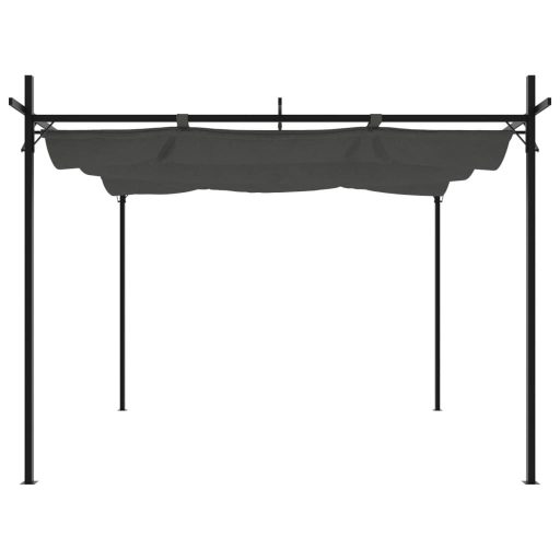Antracitszürke pergola behúzható tetővel 295 x 292 x 230 cm