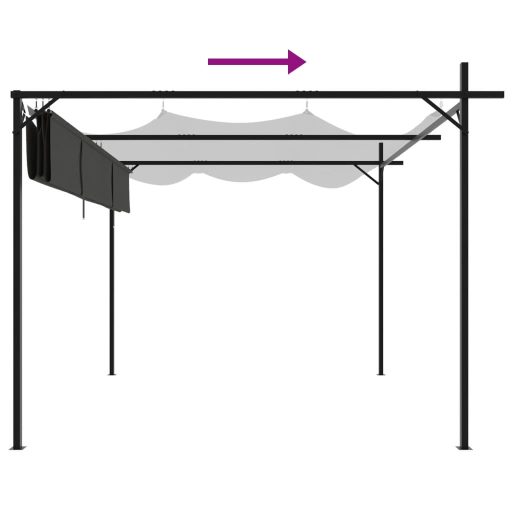 Antracitszürke pergola behúzható tetővel 295 x 292 x 230 cm