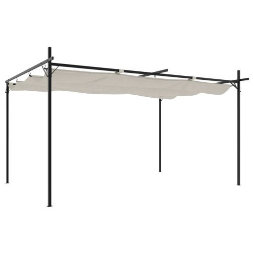 Krémszínű pergola behúzható tetővel 395 x 292 x 230 cm