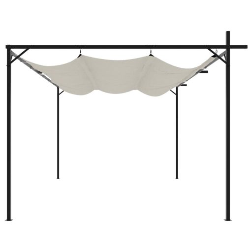 Krémszínű pergola behúzható tetővel 395 x 292 x 230 cm