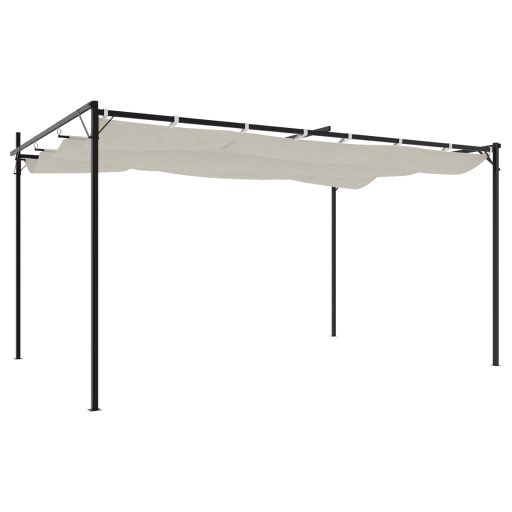 Krémszínű pergola behúzható tetővel 395 x 292 x 230 cm