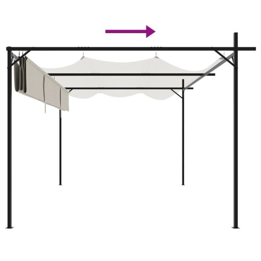 Krémszínű pergola behúzható tetővel 395 x 292 x 230 cm