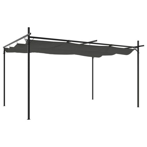 Antracitszürke pergola behúzható tetővel 395 x 292 x 230 cm