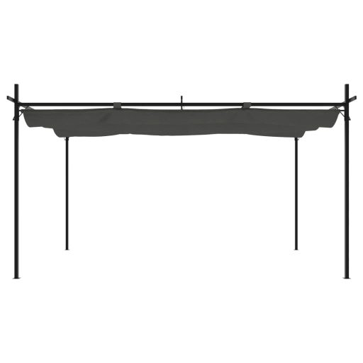 Antracitszürke pergola behúzható tetővel 395 x 292 x 230 cm