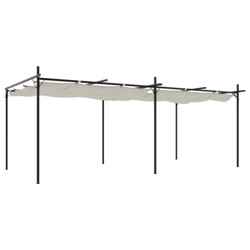 Krémszínű pergola behúzható tetővel 589 x 292 x 230 cm