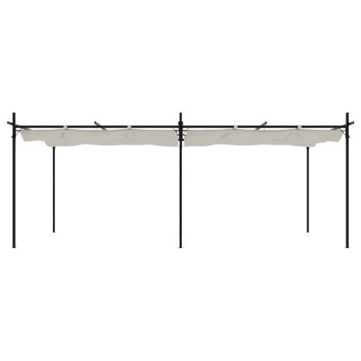 Krémszínű pergola behúzható tetővel 589 x 292 x 230 cm