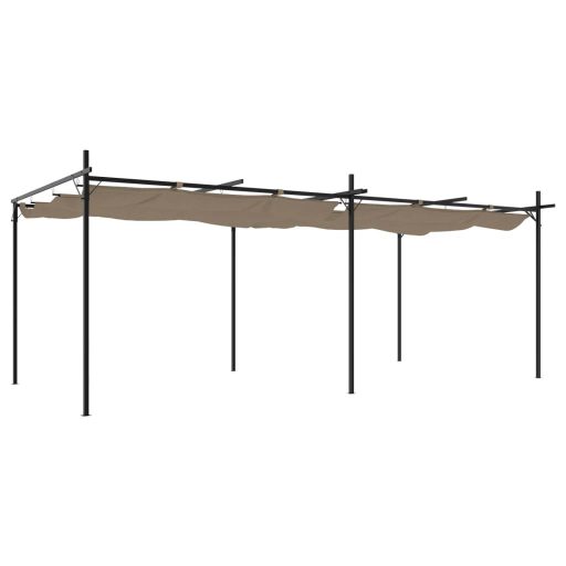 Tópszínű pergola behúzható tetővel 589 x 292 x 230 cm