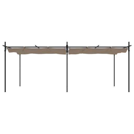 Tópszínű pergola behúzható tetővel 589 x 292 x 230 cm