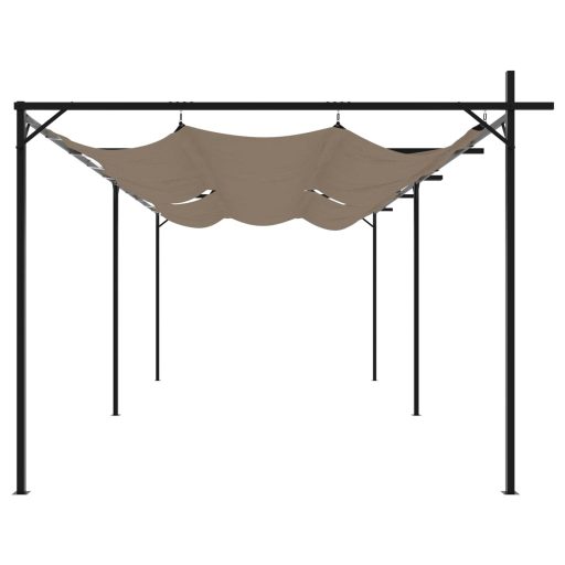 Tópszínű pergola behúzható tetővel 589 x 292 x 230 cm
