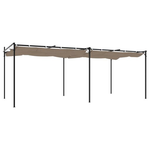 Tópszínű pergola behúzható tetővel 589 x 292 x 230 cm
