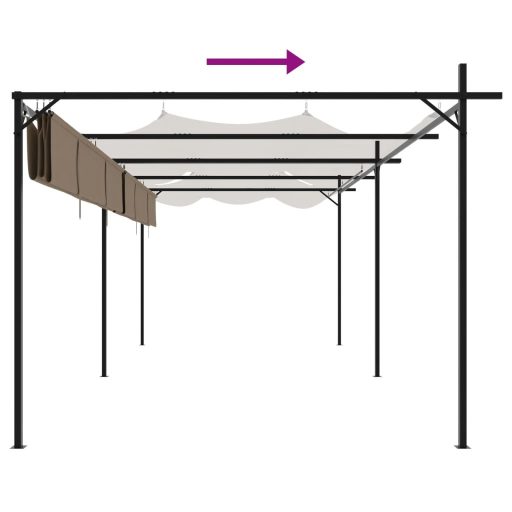 Tópszínű pergola behúzható tetővel 589 x 292 x 230 cm