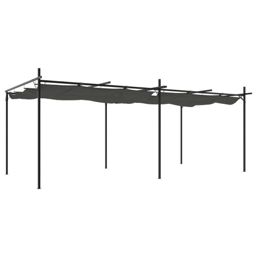 Antracitszürke pergola behúzható tetővel 589 x 292 x 230 cm