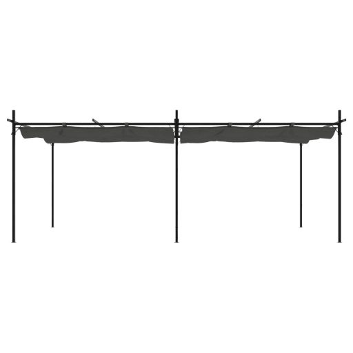 Antracitszürke pergola behúzható tetővel 589 x 292 x 230 cm