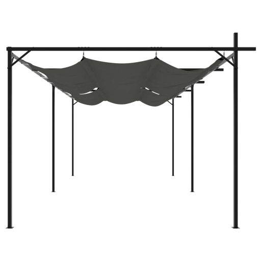 Antracitszürke pergola behúzható tetővel 589 x 292 x 230 cm