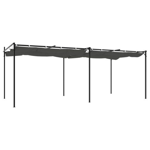 Antracitszürke pergola behúzható tetővel 589 x 292 x 230 cm