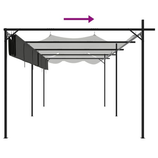 Antracitszürke pergola behúzható tetővel 589 x 292 x 230 cm