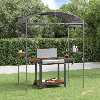   Antracit acél grillező pavilon oldalsó polcokkal 220x115x230 cm