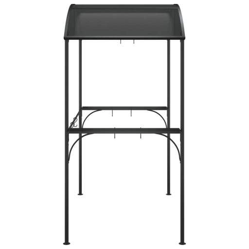 Antracit acél grillező pavilon oldalsó polcokkal 220x115x230 cm