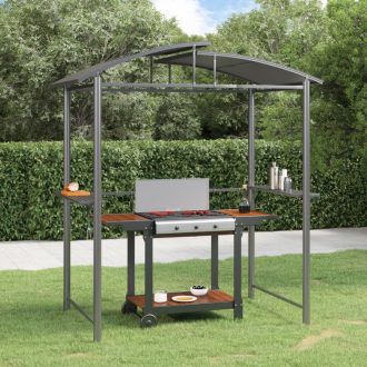   Antracit acél grillező pavilon oldalsó polcokkal 210x114x230 cm