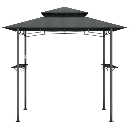 Antracit acél grillező pavilon oldalsó polcokkal 240x150x243 cm