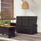 Fekete polyrattan dönthető kerti pad párnával 173 cm