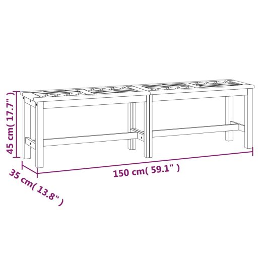 Tömör akácfa kerti pad 150 cm