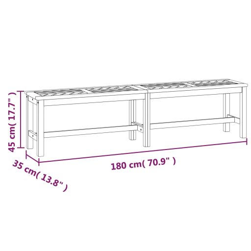 Tömör akácfa kerti pad 180 cm