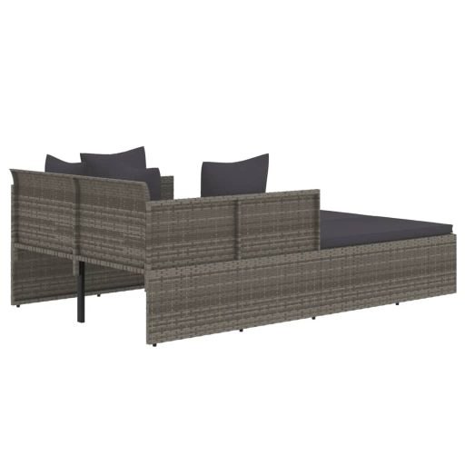 Szürke polyrattan napozóágy párnával 182 x 118 x 63 cm