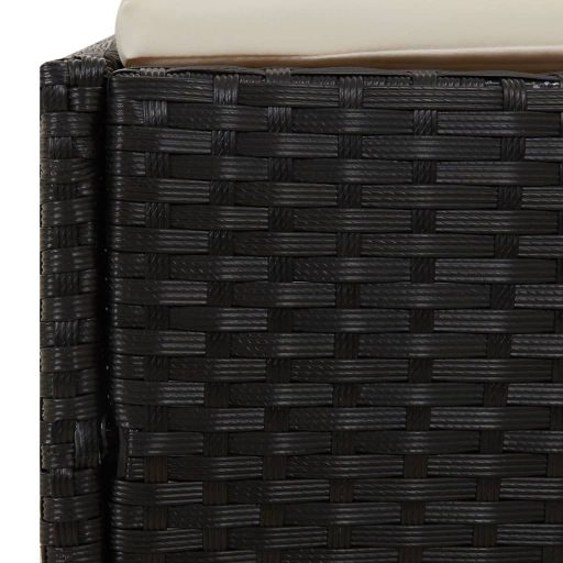 Fekete polyrattan napágy összecsukható tetővel 200x114x128 cm