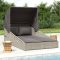 Szürke polyrattan napágy összecsukható tetővel 200x114x128 cm