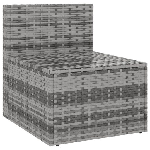 2 db szürke polyrattan kerti középső kanapé párnákkal