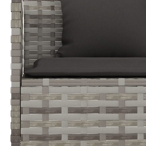 L-alakú szürke polyrattan kerti kanapé párnával