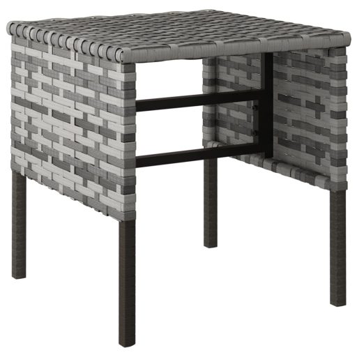 4 db szürke polyrattan kerti lábzsámoly párnákkal