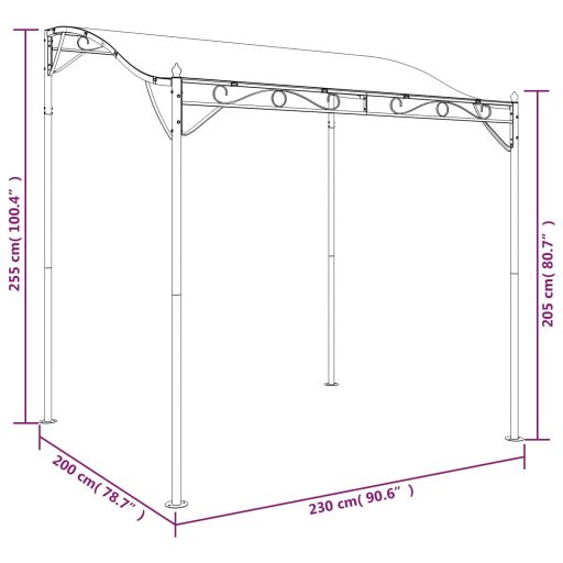 Tópszínű szövet és acél pavilon 2 x 2,3 m 180 g/m²