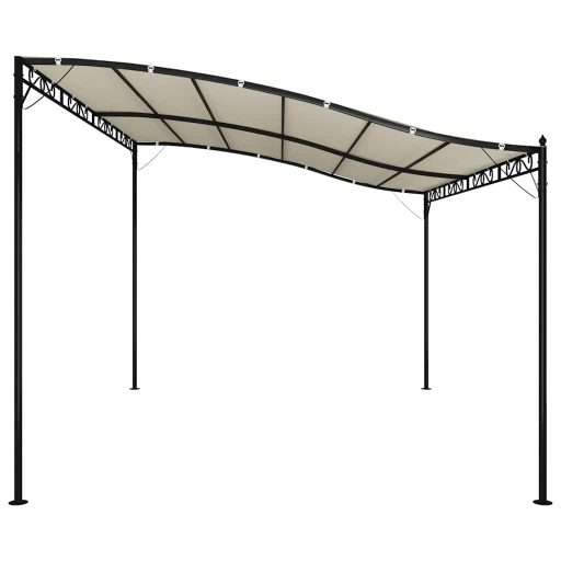 Krémszínű szövet és acél pavilon 4 x 3 m 180 g/m²