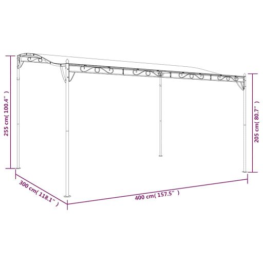 Krémszínű szövet és acél pavilon 4 x 3 m 180 g/m²