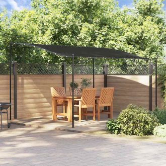 Antracitszürke szövet és acél pavilon 4 x 3 m 180 g/m²