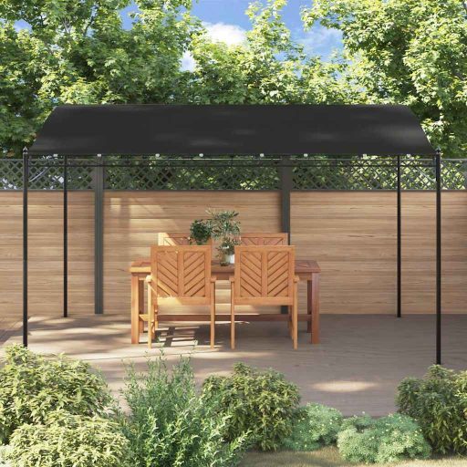 Antracitszürke szövet és acél pavilon 4 x 3 m 180 g/m²