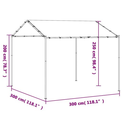 Antracitszürke acél és szövet baldachinos sátor 3 x 3 m