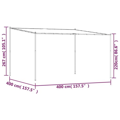 Antracitszürke szövet és acél pavilon 4 x 4 m 180 g/m²