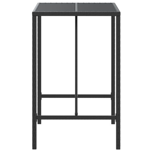 Fekete polyrattan üveglapos bárasztal 70 x 70 x 110 cm