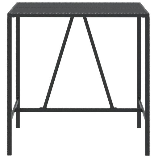 Fekete polyrattan üveglapos bárasztal 110 x 70 x 110 cm