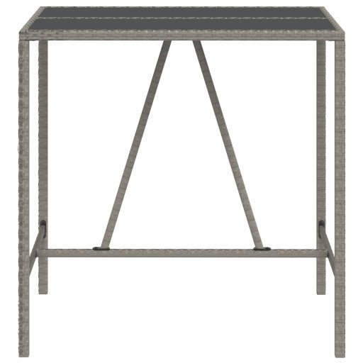 Szürke polyrattan üveglapos bárasztal 110 x 70 x 110 cm