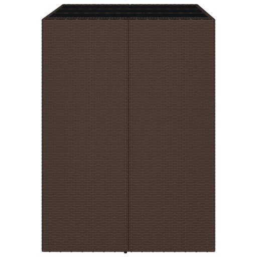 Barna polyrattan kerti asztal üveglappal 105 x 80 x 110 cm