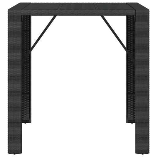 Fekete polyrattan üveglapos bárasztal 105 x 80 x 110 cm