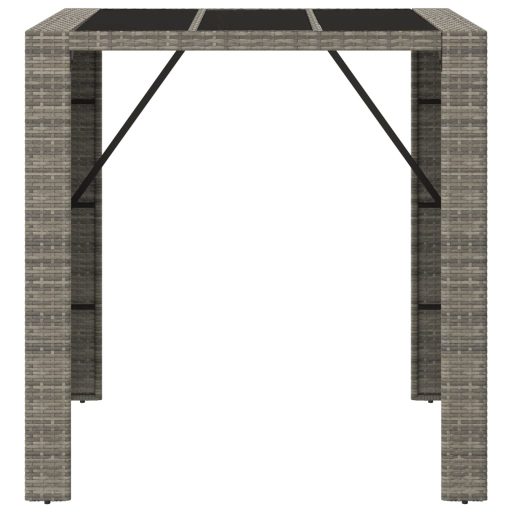 Szürke polyrattan üveglapos kerti asztal 105 x 80 x 110 cm