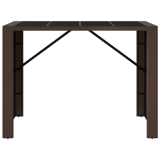 Barna polyrattan kerti asztal üveglappal 145 x 80 x 110 cm