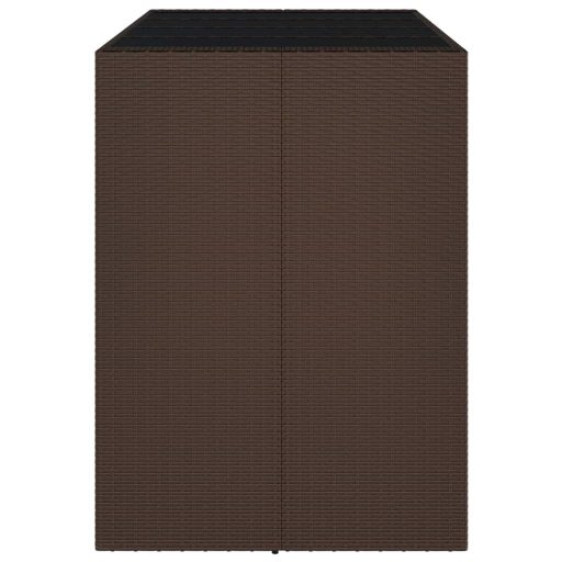 Barna polyrattan kerti asztal üveglappal 145 x 80 x 110 cm